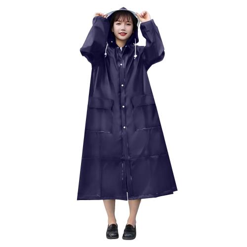 [DeliToo] レインコート 自転車 リュック対応 二重レインバイザー レインウェア レディース メンズ 大きいサイズ バイク レインポンチョ 防水 防風 超撥水 耐久 カッパ 雨具 梅雨対策 通勤 通学 男女兼用 収納袋付き (M, ネイビー)