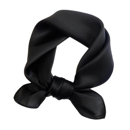 [Euyqs] レディース スカーフ 100% シルク制服用オフィススカーフ ハンカチ (#91 無地ブラク)