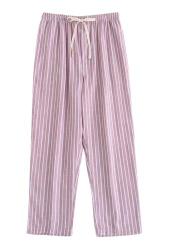 [Euyqs] ルームパンツ 綿100%パジャマパンツ ズボン チェック柄 ルームウェア 部屋着 ボトムス (#6 ボーダーピンク, S)