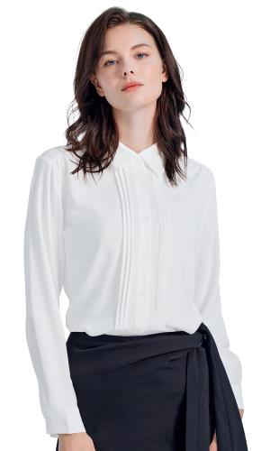 [SPRING SEAON] シャツ レディース ピンタック ブラウス 長袖 とろみワイシャツ ゆったり 大きいサイズ..