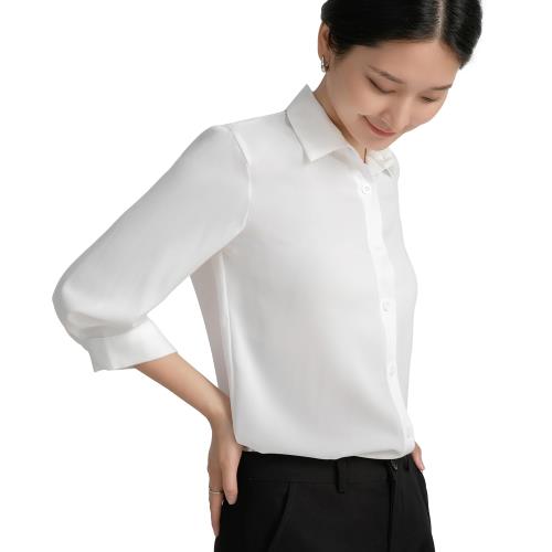 [SPRING SEAON] シャツ ブラウス レディース 七分袖 とろみワイシャツ ゆったり 大きいサイズ ノーアイロン オフィス カジュアル ファッション 通勤 日常 高通気性 ホワイト M