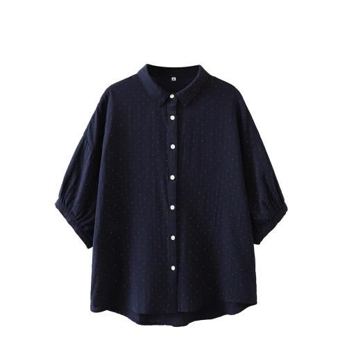 [SPRING SEAON] シャツ ブラウス レディース 七分袖 トップス コットン ゆったり 大きいサイズ オフィス カジュアル ビジネス ファッション 通勤 高通気性 業務服 夏