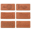 革タグ 6種 30枚入り 革ラベル レザータグ 合皮タグ 穴あき 英文柄 Handmade 長方形 ワッペン ラベル タグ DIY 手芸 縫製 手作り ハンドメイド 衣類/マフラー/ニット帽用 装飾 飾り