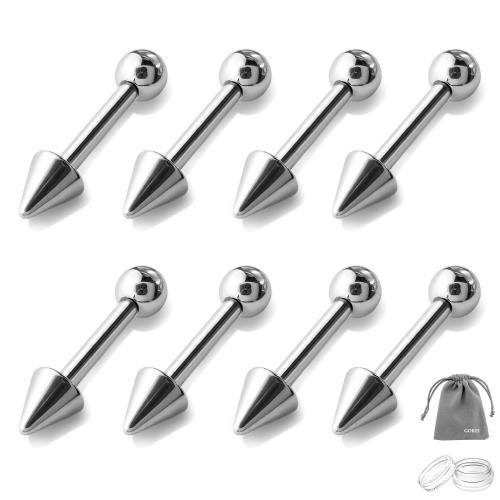 [GOKEI] コーンボール ストレートバーベル ボディピアス 軟骨ピアス 18G 16G 14G ゲージ 8本セット ピアス サージカル ステンレス 耳 ..