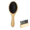 DFsucces ヘアブラシ 豚毛くし 楠竹 櫛 エアクッションコーム 頭皮マッサージ 絡まないブラシ サラサラ 髪質改善 シルク髪サラサラ (23.3*8cm)