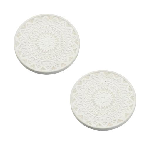 EZ APPLE 吸水 珪藻土コースター おしゃれ 滑り止め こーすたー 北欧 速乾 水切りキッチン トレー 円型 2枚セット (クリームイエロー)