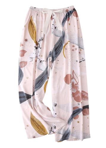 [Euyqs] ルームパンツ 広い脚 レーヨン 涼しい快適な 体型カバー リラックス ルームパンツ (M, #19 ベ..