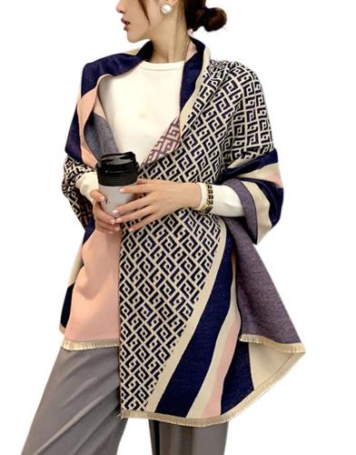 [Euyqs] レディース ビンテージ ストール 大判 厚手 マフラー スカーフ ショール (950 ピンク)