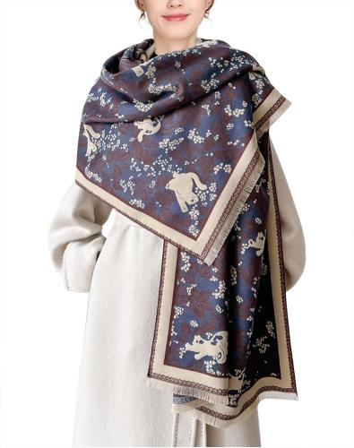 [Euyqs] レディース ビンテージ ストール 大判 厚手 マフラー スカーフ ショール (334 パープル)