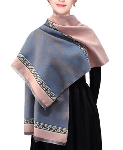 [Euyqs] レディース ビンテージ ストール 大判 厚手 マフラー スカーフ ショール (250 ピンクグレー)