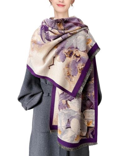 [Euyqs] レディース ビンテージ ストール 大判 厚手 マフラー スカーフ ショール (444 パープル)
