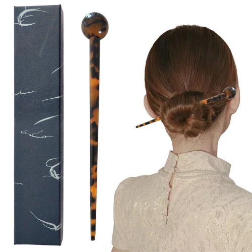 DY.2ten かんざし 一本挿し 簪 玉飾り付き 髪飾り 髪留め シンプル 一本簪 べっ甲風 ヘアピン 普段使い..