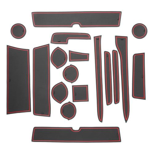 GAFATスズキエブリイ DA17V エブリイワゴン DA17W 専用 フロアマット エブリィ da17v ラバーマット 傷や汚れ防止 ノンスリップマット車 PVC素材 防音 耐久性 カスタムパーツ エブリィワゴンda17w 車内 アクセサリー 18枚セット ドアポケットマット レッド