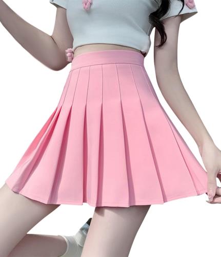 [Euyqs] プリーツスカートミニスカート制服Aラインペチコート女子校生 (JP, アルファベット, L, ピンク)