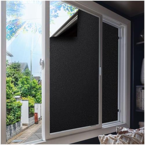 Coavas 遮光シート 窓ガラス目隠しフィルム 遮光フィルム 目隠しシート 窓断熱シート 結露防止シート スモークフィルム 遮光断熱 西日対策 結露防止 飛散防止 uvカット 紫外線カット 曇りガラス調 水で貼れる 剥がせる 浴室 風呂 玄関（ブラック,60x200cm）