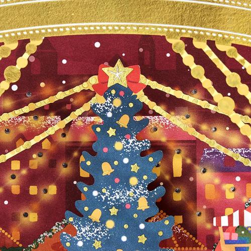 サンリオ(SANRIO) クリスマスカード メッセージカード クリスマス ライト＆メロディー 金の枠にクリスマスマーケット JXPM 7-5 244066