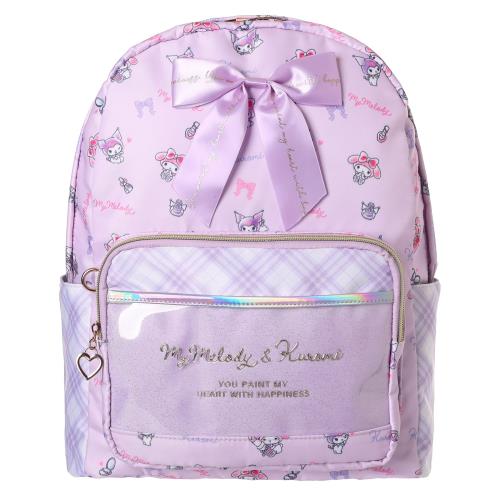 [Sanrio] キャラクターズ デイパック, リボン付き, 14L容量, パステルカラー, 37×27.5×13.5cm, 413g (マイメロ＆クロミ)