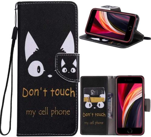 iPhone SE 第3世代 2022 ケース スマホケース 手帳型 ケース iPhone SE 第3世代 / iPhone SE 第2世代 2020 カバー 猫 ストラップホール付きスタンド機能付き スマホカバー 財布型 マグネット付き シンプル カード収納 耐衝撃 PCduoduo