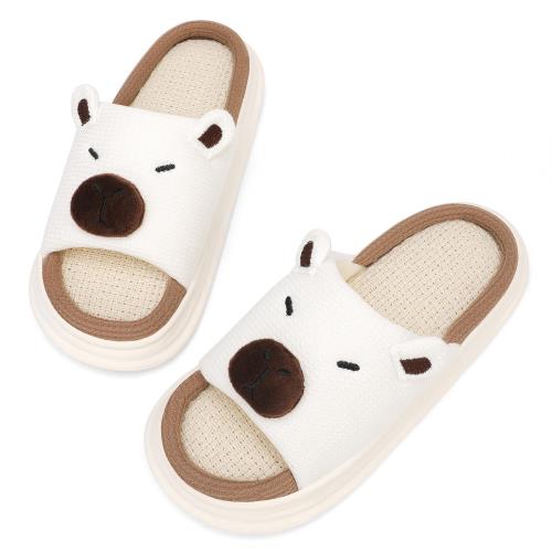 [Mishansha] スリッパ 前開き ルームシューズ 亜麻 メンズ レディース 室内履き 来客用 部屋用 軽量 静音 オールシーズン対応