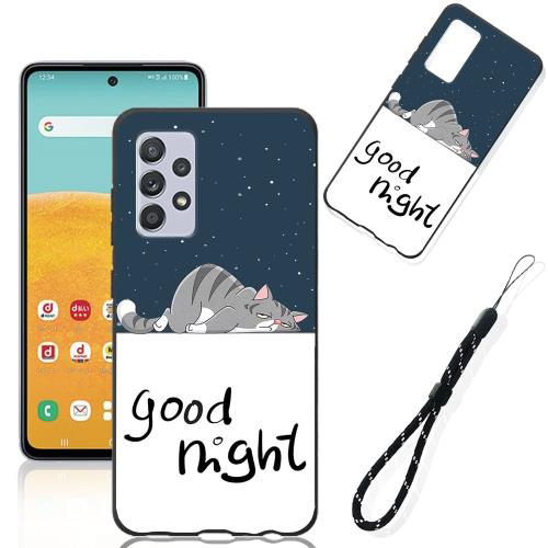 FOR Galaxy A52 5G 用の ケース シリコン tpu 薄型 耐衝撃カバー スマホ 防水ケース かわいい 人気 オシャレ スリム磨り表面 柔軟性 擦り傷防止 携帯カバー FOR Galaxy A52 5G 用の スマートフォン専用保護ケース (good night)