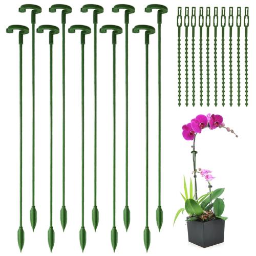 DY.2ten 園芸支柱 花支え 37cm 10本セット 植物支柱 フラワースタンド つる性植物 観葉支柱 花ささえ 誘引 支柱 植物サポート フラワー支柱 ガーデニング 農業用 園芸用 グリーン