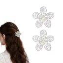 EZ PEACH バンスクリップ 小さめ ヘアクリップ ミニ 2個セッ桜 花 パール 前髪留め 髪飾り キュート 大人 キラキラ ヘアクリップ レディース 可愛...