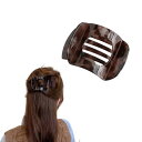 EZ PEACH サイドバンスクリップ プラスチック 樹脂 サイドコーム ディノクリップ ヘアクリップ ヘアコーム べっ甲柄 透明 シンプル マット 艶消し つや消し つやけし 5足バンス 軽量 髪どめ 量の多いまとめ髪留め (こはくはいいろ)