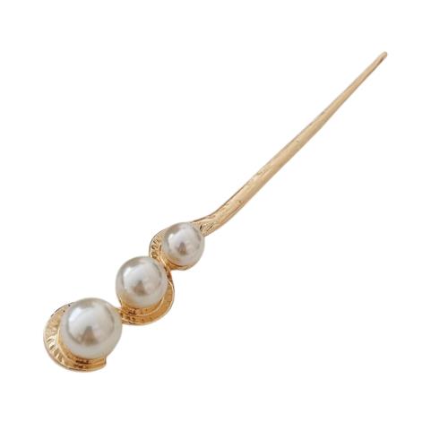 EZ PEACH かんざし スティック かんざし ヘアスティック パール 一本挿し シンプル ヘアアクセサリー 浴衣 ゆかた (パール/Gold)