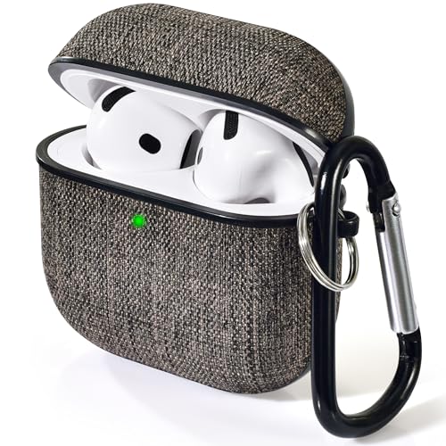 CAGOS AirPods 4ケースカバー エアーポッズケ ース 第4世代用 キャンバス素材保護 分体設計 おしゃれ ワイヤレス充電対応 カラビナ付き LEDラ...