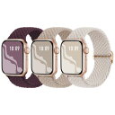 3枚入りSuitisbest コンパチブル アップルウォッチ バンド 42mm 41mm 40mm 38mm 編み込み Apple Watch ナイロンバンド 伸縮性 アップルウォッチ スポーツベルト Series 10 9 8 7 6 5 4 3 2 1 SEに対応 長さ無段階調整 柔軟 通気 防汗 スターライト ミルクティー サクランボ