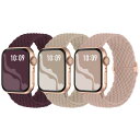 3枚入りSuitisbest コンパチブル アップルウォッチ バンド 49mm 46mm 45mm 44mm 42mm 編み込み Apple Watch ナイロンバンド 伸縮性 アップルウォッチ スポーツバンド Ultra 2 1 Series 10 9 8 7 6 5 4 3 2 1 SEに対応 長さ無段階調整 柔軟 通気 防汗 サクランボ ミルクティー(2)