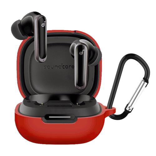 TOORQR For Anker Soundcore P40i ケース カバー Soundcore P40iシリコン素材 ケース 保護カバー 防水 防塵 落下防止 キズ防止 全面保護 軽量 カラビナ付き(レッド)