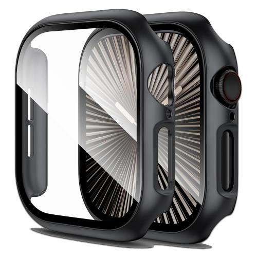 BUITFOU Apple Watch カバー Series 10 42mm 対応 アップルウォッチ10用 ケース 超薄型 PC+ガラス素材 一体型 Apple Watch ケース対応 全面保護 超薄型 装着簡単 耐衝撃 高透過率 指紋防止 傷防止（42mm，ブラック）