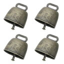 PATIKIL 1.4 x 2.4 x 1.4 ミニカウベル 4個セット アイアン製 ビンテージスタイル メタルフェスティブベル 動物 紛失防止用カウベル ブロンズ色