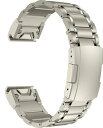 MaKTech チタンバンド、22mm 5 ピース リンク メタル ブレスレット、タートル バックル付き、Garmin Fenix 8 47mm/7/7 Pro/6/6 Pro/5/5 Plus, Instinct 2 スマートウォッチ用 (チタン)