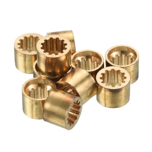 PATIKIL 10 mm直径 真鍮 プールキューフェルール 10個 ビリヤードキューチップ交換修理ツール 歯付き スヌーカーキュースティック用 コッパー(4)