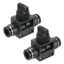 PATIKIL 8 mm 空気圧ボールバルブ 2個 外径8 mm プッシュ接続チューブ継手 ボールバルブユニオン ストレートエアフローコントロールバルブ エア油圧用 黒 シルバー