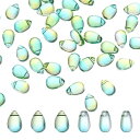 PATIKIL ティアドロップ水晶チェコガラスビーズ 50個ボヘミア水晶ビーズ多目的クリアレインドロップ水晶ビーズモザイククラフト 宝石メイキング クリア緑 6x9mm