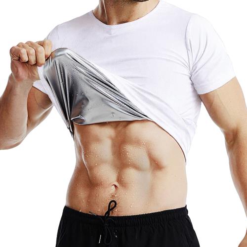 [GOKEI] サウナスーツ 半袖 メンズ 発汗 Tシャツ 発汗ウェア サウナ効果 スポーツウェア ダイエット tシャツ 洗濯可 ランニング ホワイト(表)×シルバー(裏) 2XL