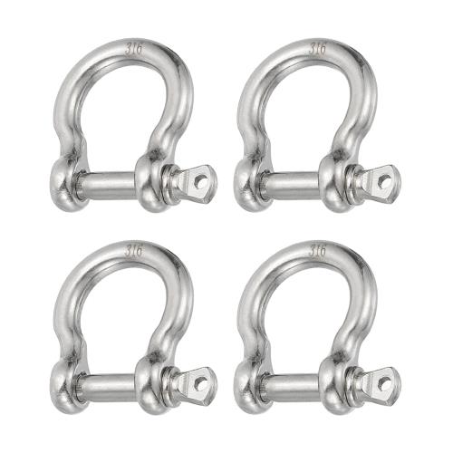 PATIKIL スクリューピンシャックル4.7mm 3/16 352lb 4個316ステンレス鋼たんぞうボウシャックルマリングレード チェーン ワイヤーロープ アウトドア用 シルバー