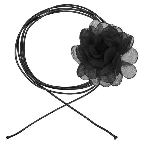 [PATIKIL] 女性用カメリアネックレス、黒フラワーチョーカーネックレス 調節可能なチョーカーファッションアクセサリー ブ ライドウェディングブ ライダルシャワーハロウィンプロム