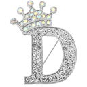 PATIKIL レター ブローチ Dレター ブローチピン アルファベット 英字 クラウン イニシャル ラインストーン 襟ピン ピンバッジ レディース スーツ ド...