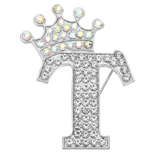 PATIKIL レター ブローチ Tレター ブローチピン アルファベット 英字 クラウン イニシャル ラインストーン 襟ピン ピンバッジ レディース スーツ ド...