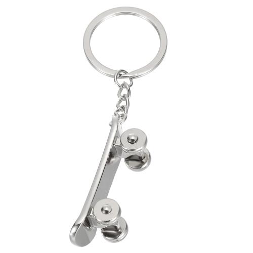 [PATIKIL] スケートボードキーホルダー スケートボードキーチェーン ペンダント 装飾品 シルバートーン(4)