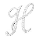 PATIKIL ブローチピン アルファベット イニシャル レター H ラインストーンブローチ メタル 水晶 英字A-Zピン 女性 胸元 アクセント ギフト スーツ服 帽子 ネックレス コレクション クラフト 記念日 贈り物 シルバートーン