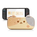 GeekShare Switch2 対応 switchケース スイッチ 2025有機ELモテル対応 スイッチ収納ボックス ニンテンドースイッチバッグ joycon イヤホン小物入れ 防水防汚 耐衝撃 全面保護 旅行用 厚い型 誕生日プレゼント 猫の耳-ブラウン