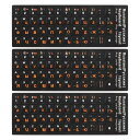 PATIKIL 3個入り ロシア語キーボードステッカー PC キーボードステッカー黒背景白オレンジレタリングコンピュータラップトップノートブックデスクトップ用
