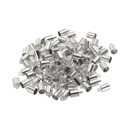 PATIKIL 100個セット コードエンドキャップ 5mm エンドキャップ バケットビーズ 組紐エンドキャップ レザーコード タッセル ジュエリーメイキング用 5.5mm 長さ ホワイト