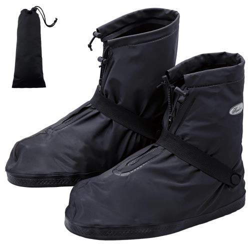 [GOKEI] レインシューズカバー シューズカバー 完全防水 靴 厚めPVC 滑り止め 耐摩耗 反射素材 レインブーツ 靴カバー 携帯 メンズ レディース ブーツカバー 雨 濡れない バイク通勤 自転車通勤 4XL(ショート)