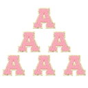 PATIKIL 6枚セット アルファベットA 刺繍ワッペン 英語字母 男女ワッペン アップリケワッペン 靴用帽子バッグジーンズ DIY ピンク